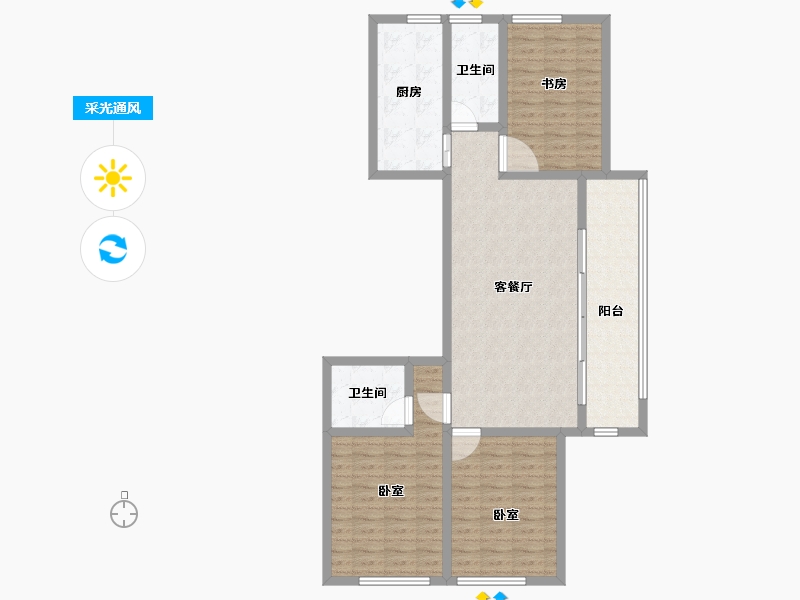 河南省-郑州市-绿城凤湖玫瑰园-106.00-户型库-采光通风