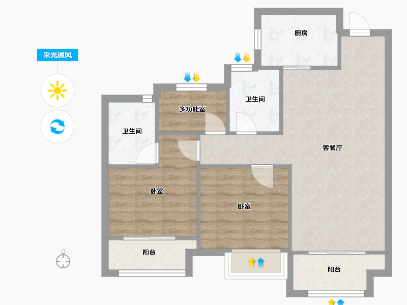 浙江省-嘉兴市-春风江南-71.80-户型库-采光通风