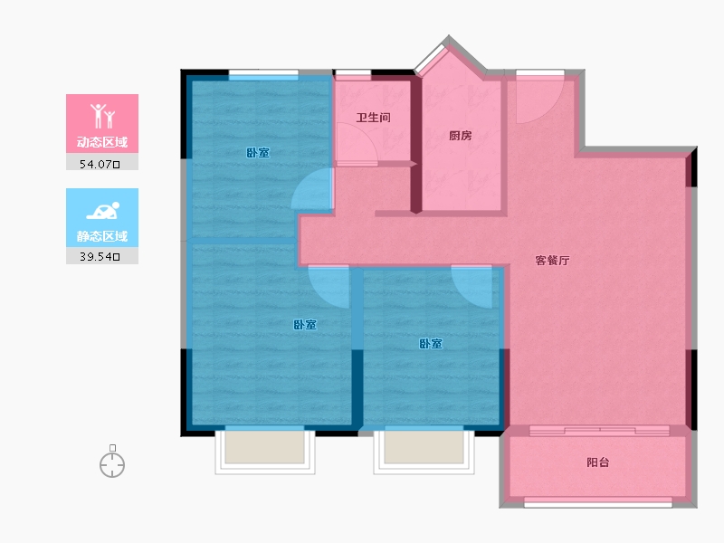 河南省-郑州市-金苑阳光里-84.37-户型库-动静分区