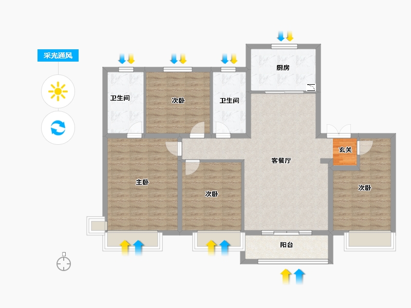 山东省-淄博市-保利华府-112.00-户型库-采光通风