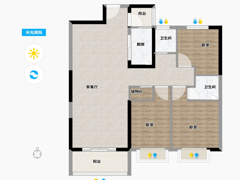 河南省-洛阳市-尚品1号-107.12-户型库-采光通风