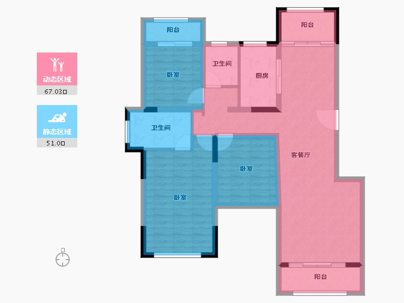 河南省-郑州市-民安城市之光-105.44-户型库-动静分区