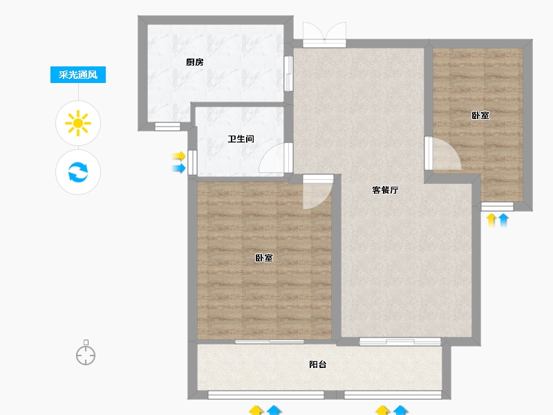 浙江省-嘉兴市-龙源豪庭-79.06-户型库-采光通风