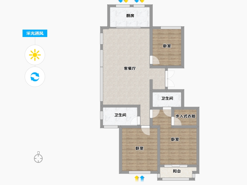 山东省-德州市-绿城百合花园-94.29-户型库-采光通风