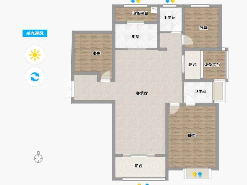 河南省-洛阳市-腾飞花园-133.00-户型库-采光通风