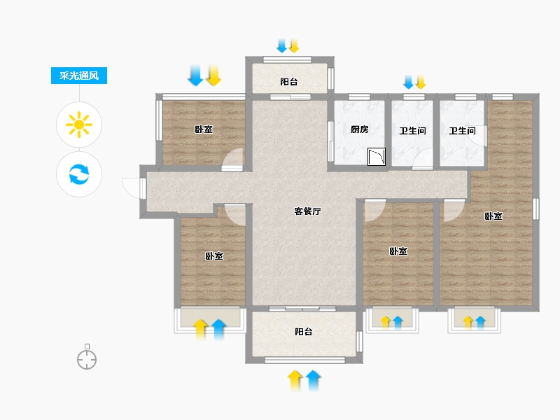 河南省-郑州市-信保十里樾-120.24-户型库-采光通风