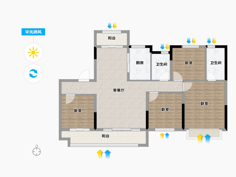 山东省-济南市-绿地国际博览城-127.99-户型库-采光通风