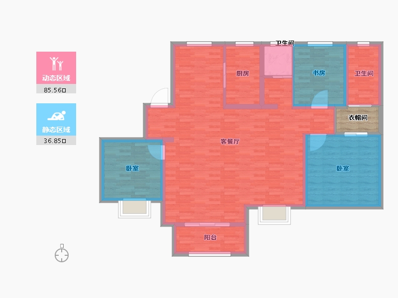 山东省-济南市-章丘鲁能公馆-114.23-户型库-动静分区