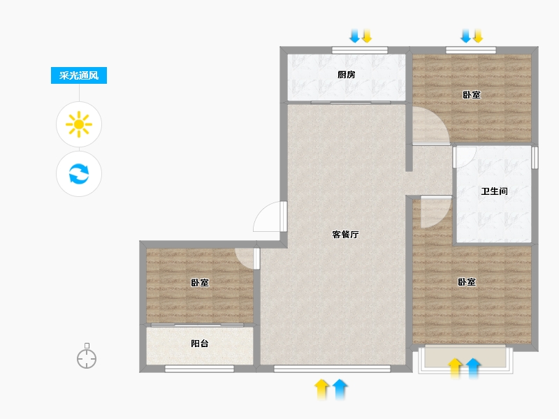 山东省-滨州市-运通嘉苑-117.00-户型库-采光通风