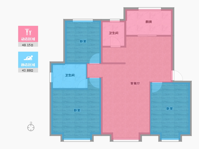 新疆维吾尔自治区-乌鲁木齐市-西城阳光-83.16-户型库-动静分区