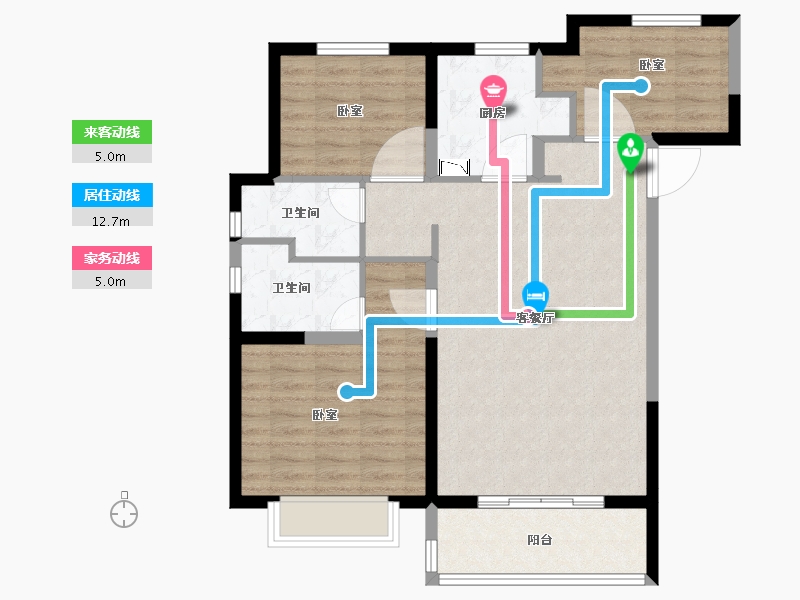 河南省-郑州市-电建地产泷悦华庭-86.00-户型库-动静线