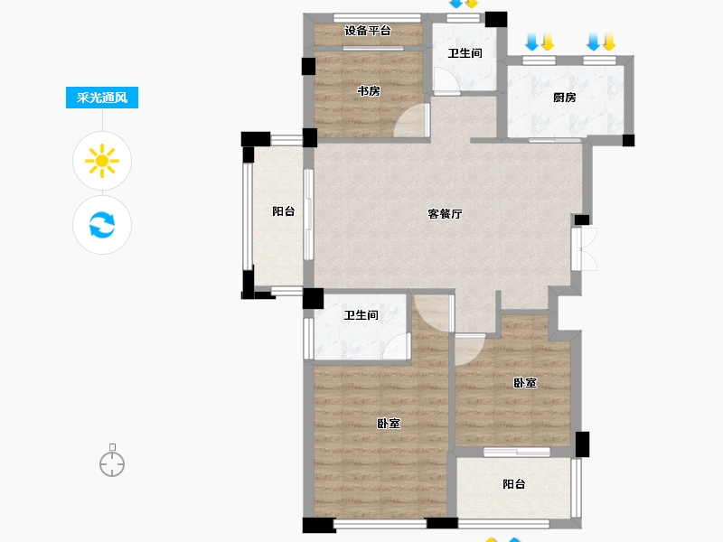 浙江省-绍兴市-瑞泽家园-85.86-户型库-采光通风