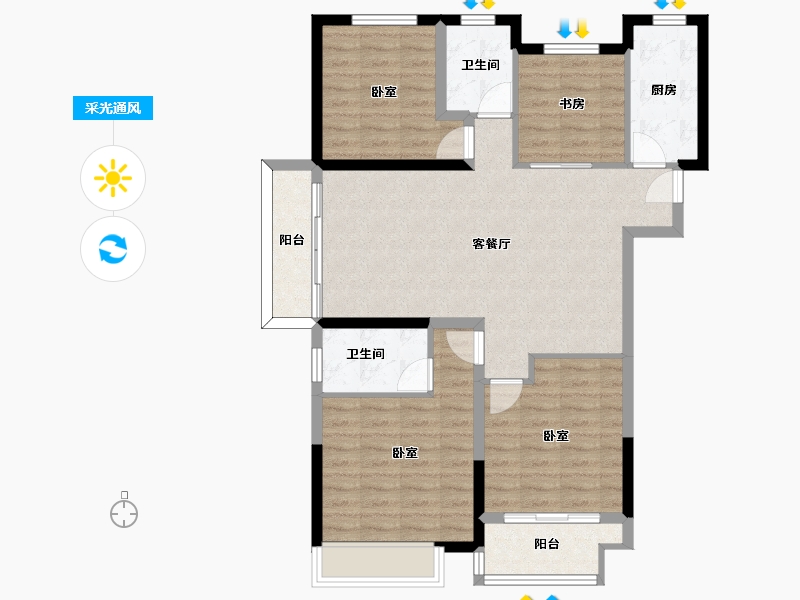 河南省-郑州市-中建·林溪上郡-97.30-户型库-采光通风