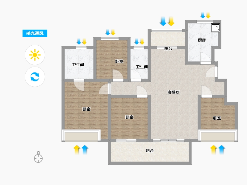 河南省-洛阳市-绿都洛阳府-128.01-户型库-采光通风