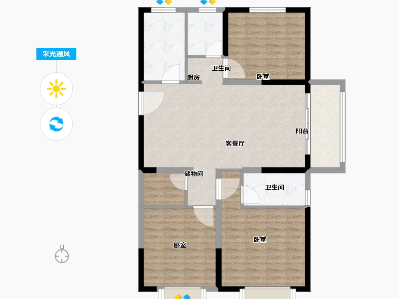 河南省-郑州市-金苑阳光里-98.49-户型库-采光通风