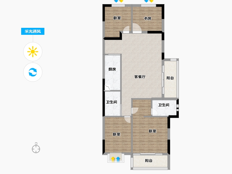 浙江省-绍兴市-绍兴恒大珺睿府-113.00-户型库-采光通风