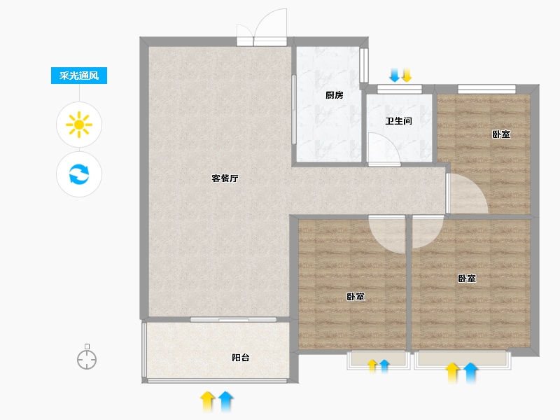 河南省-安阳市-光明嘉苑-82.54-户型库-采光通风