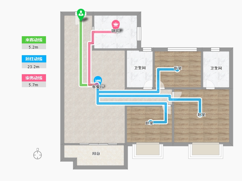 浙江省-嘉兴市-碧桂园·蔚蓝-80.00-户型库-动静线