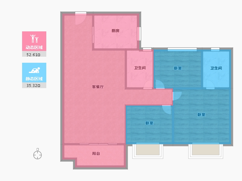 浙江省-嘉兴市-碧桂园·蔚蓝-80.00-户型库-动静分区