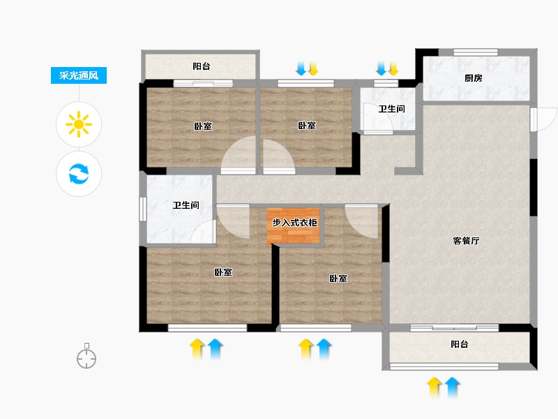 河南省-郑州市-民安城市之光-111.00-户型库-采光通风