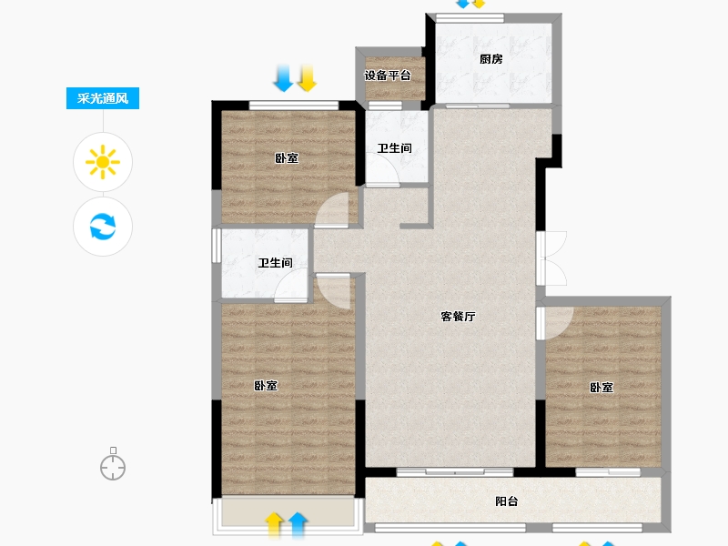 河南省-郑州市-河南卢森堡中心-112.00-户型库-采光通风