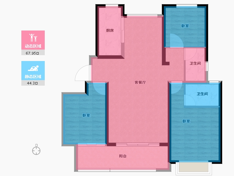 山东省-德州市-金山郡府-101.19-户型库-动静分区