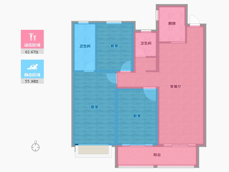 山东省-滨州市-中梁·壹号院-107.00-户型库-动静分区