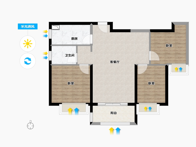 河南省-郑州市-信保十里樾-85.42-户型库-采光通风