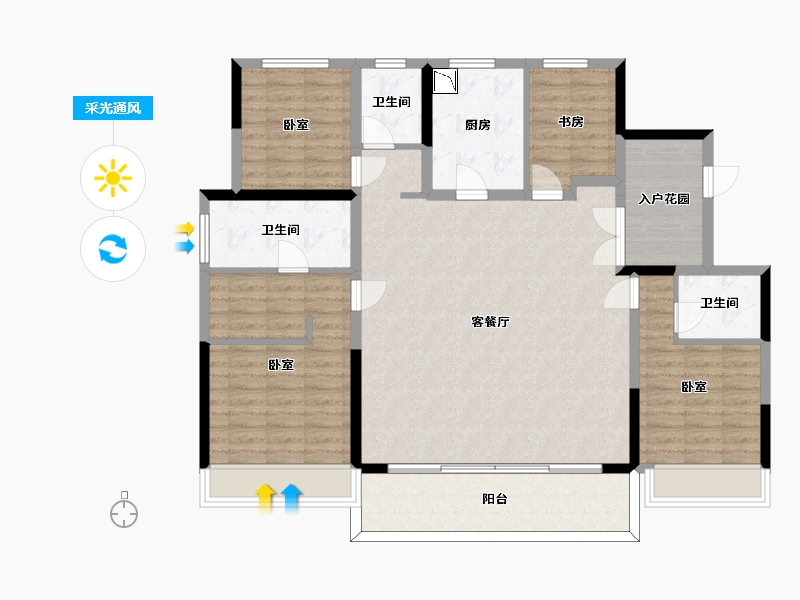 山东省-济南市-金科东方博翠-128.78-户型库-采光通风