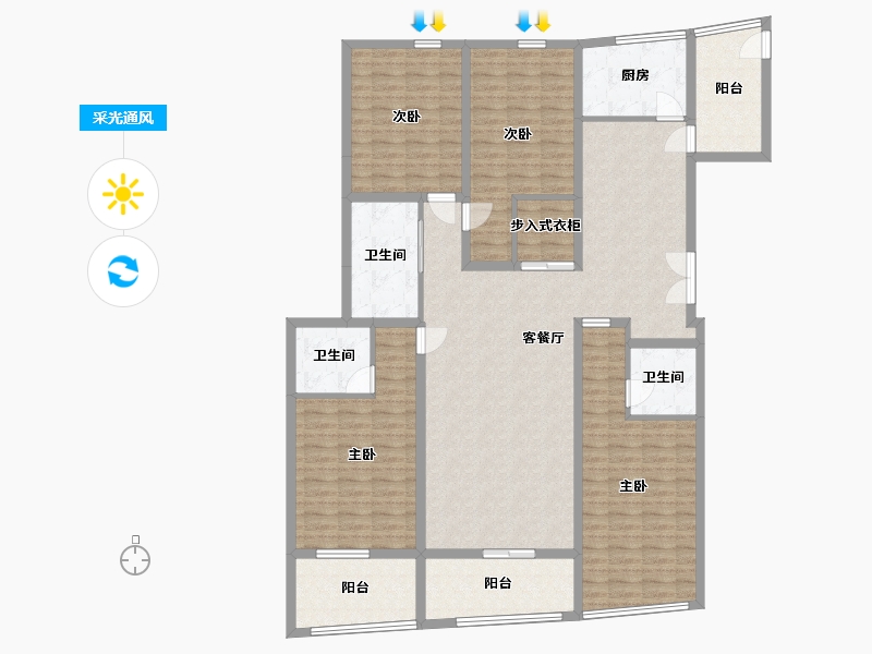 山东省-临沂市-天基黄金水岸-165.79-户型库-采光通风