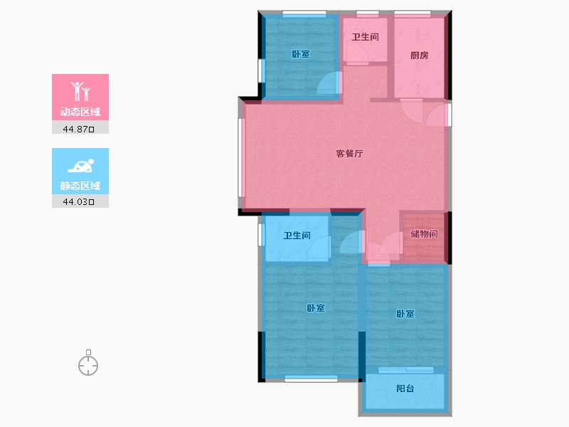 浙江省-杭州市-绿城学府新城-78.66-户型库-动静分区