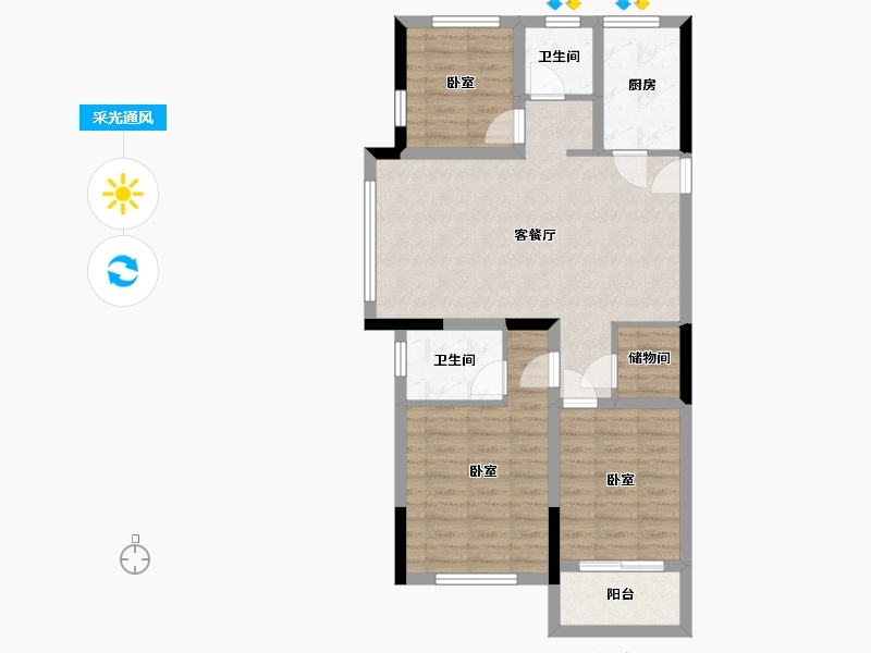 浙江省-杭州市-绿城学府新城-78.66-户型库-采光通风