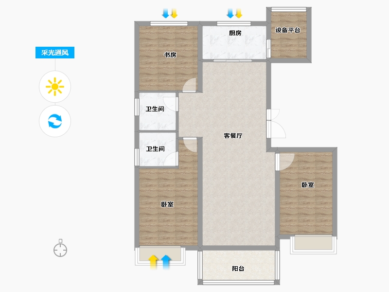 河南省-安阳市-国宾府-108.70-户型库-采光通风