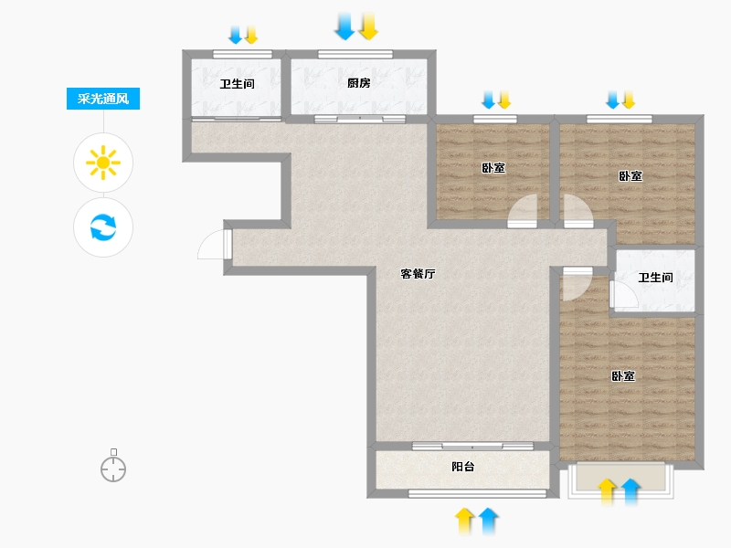 山东省-滨州市-盛世东方-113.85-户型库-采光通风