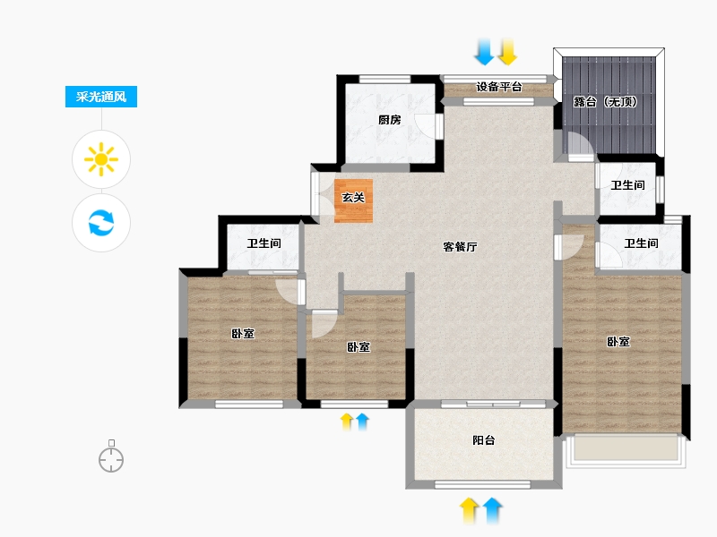 河南省-郑州市-中建·林溪上郡-129.45-户型库-采光通风