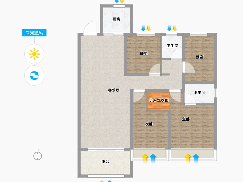 山东省-滨州市-双泰•建大城-118.29-户型库-采光通风