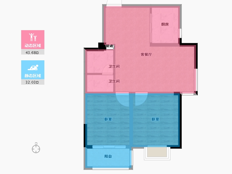 河南省-郑州市-安恒品邸-67.96-户型库-动静分区