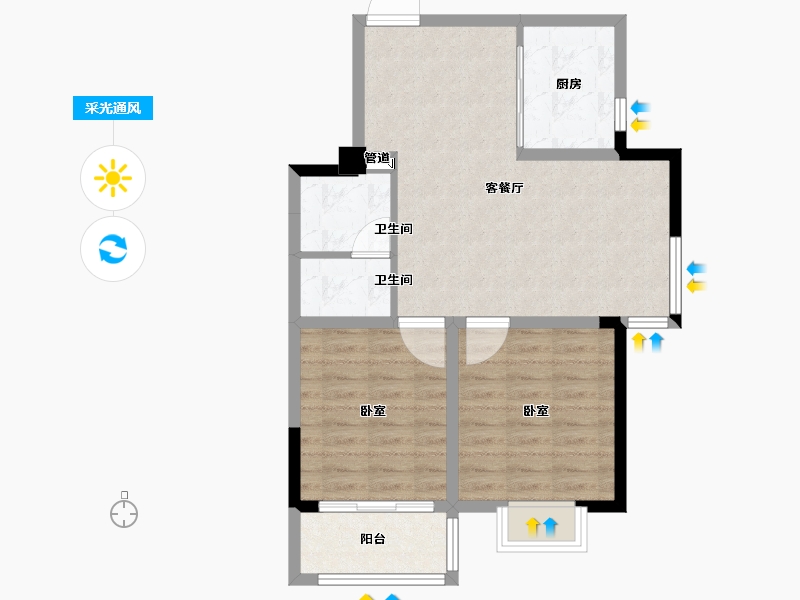 河南省-郑州市-安恒品邸-67.96-户型库-采光通风