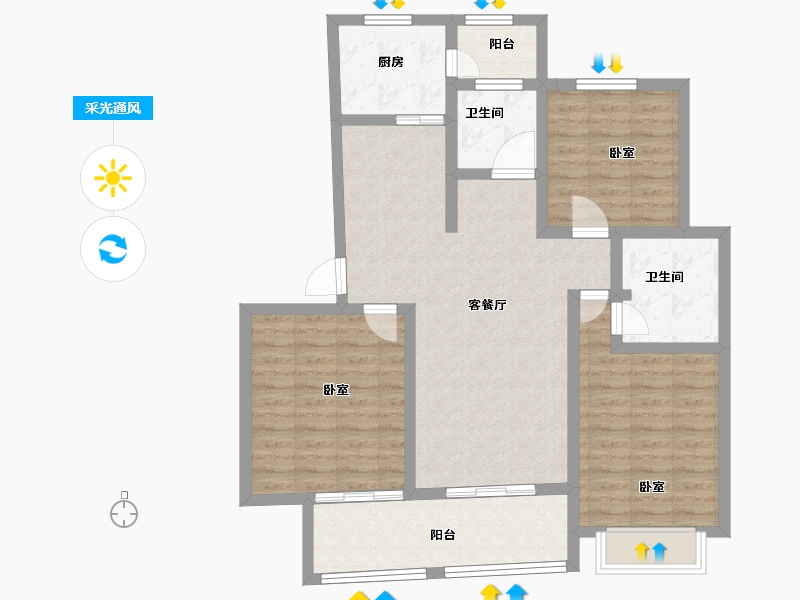 河南省-新乡市-靖业格林小镇-97.00-户型库-采光通风