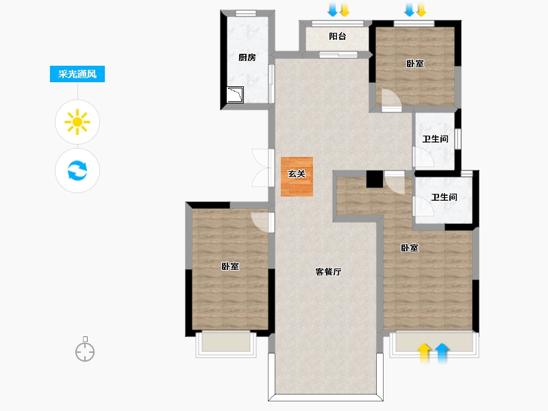 河南省-郑州市-正商丰华上境-108.67-户型库-采光通风