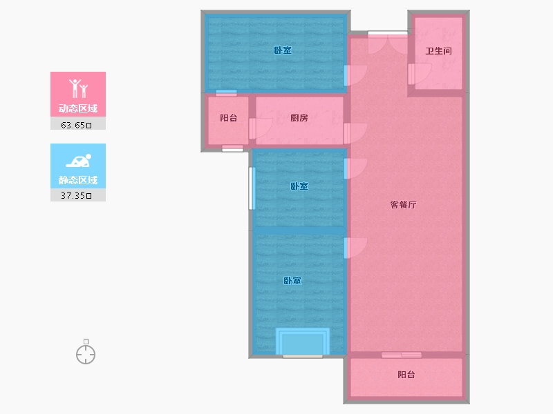 河南省-洛阳市-玉恒香山新城-89.78-户型库-动静分区