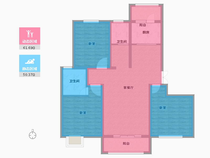 河南省-郑州市-金苑阳光里-99.80-户型库-动静分区