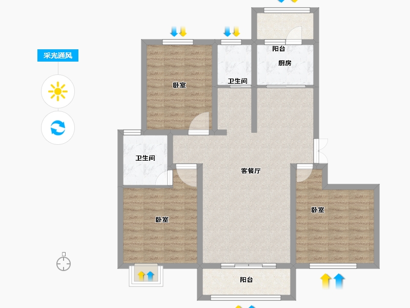 河南省-郑州市-金苑阳光里-99.80-户型库-采光通风