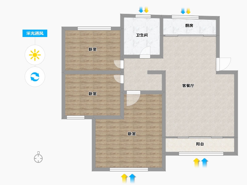 山东省-滨州市-明日星城二期-臻庭-105.99-户型库-采光通风