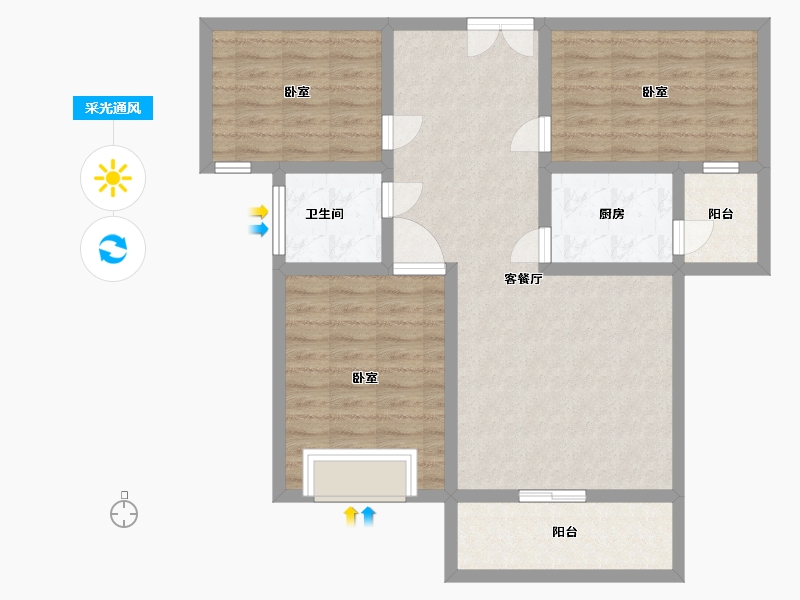 河南省-洛阳市-玉恒香山新城-87.82-户型库-采光通风