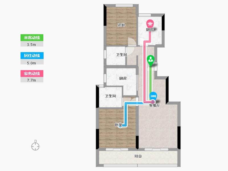 浙江省-绍兴市-武地融创奥璟园-77.75-户型库-动静线