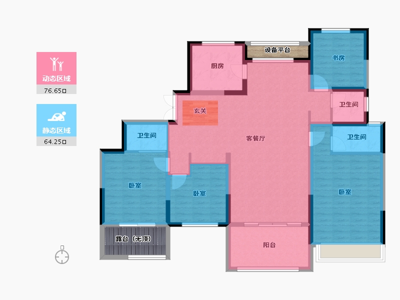 河南省-郑州市-中建·林溪上郡-135.29-户型库-动静分区