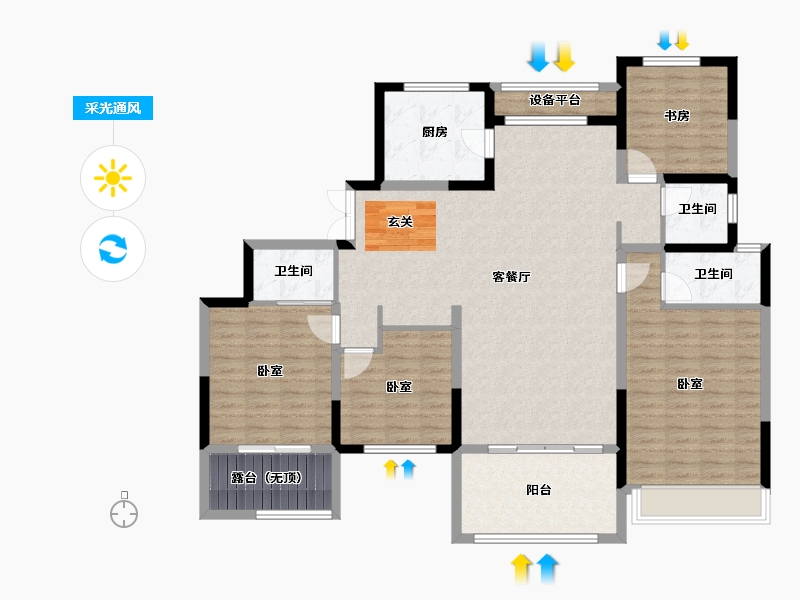 河南省-郑州市-中建·林溪上郡-135.29-户型库-采光通风