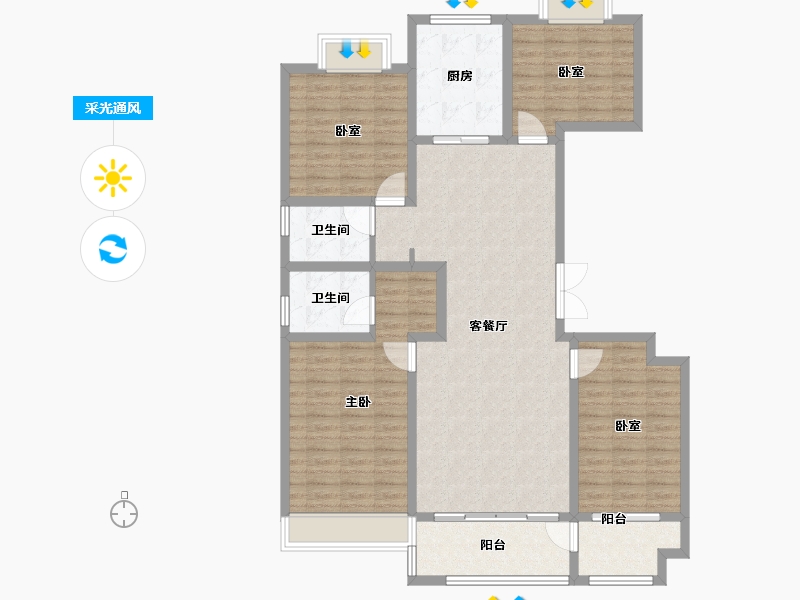 山东省-滨州市-京博·翡王府-125.00-户型库-采光通风