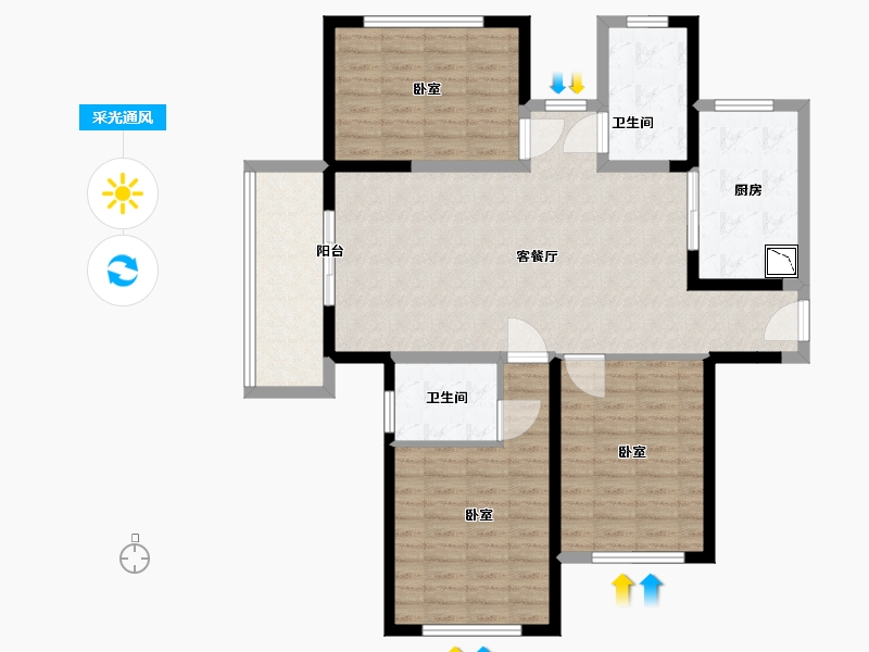 河南省-洛阳市-古都天玺-109.01-户型库-采光通风